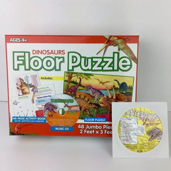 Dinosaurs Jumbo Floor Puzzle 48 Pcs 2x3 With Music & Activities CD Twin Sisters - Picture 6 of 7